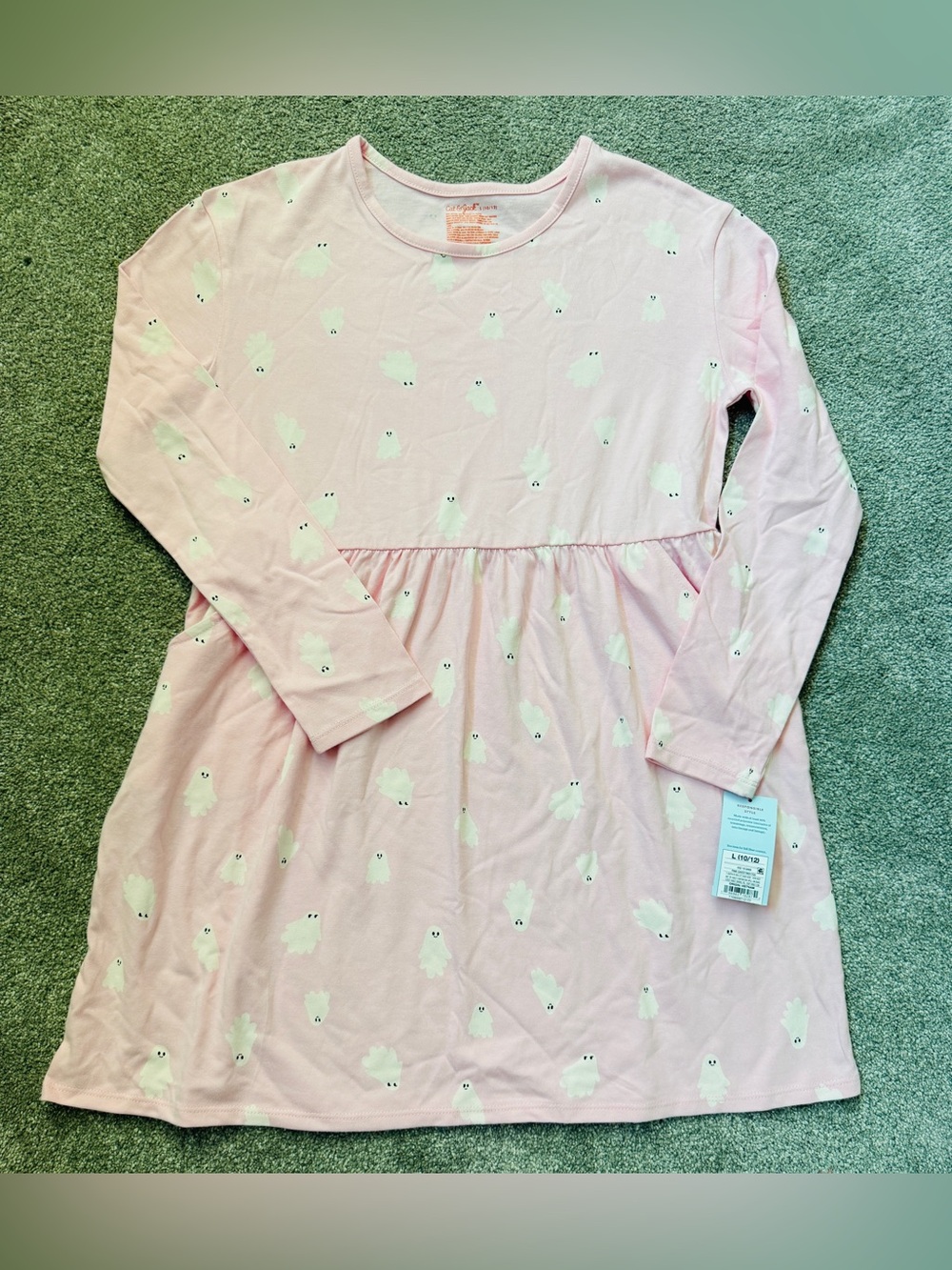 Halloween.  NEW with tags size girls 10/12 friendly ghost dress with pockets!!